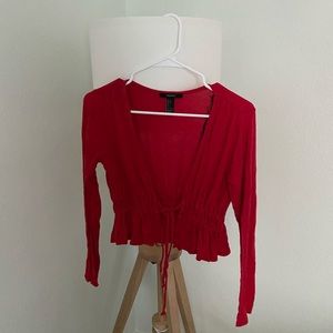 Tie Front Red Top